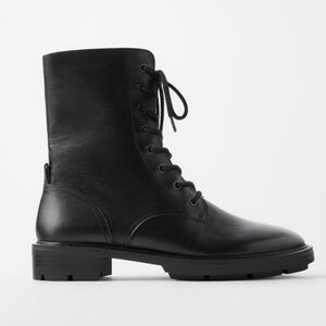 New Zara Flat Leather Ankle Boots